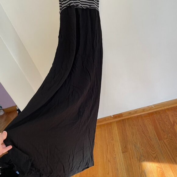 SPLENDID ANTHROPOLOGIE Tiered Maxi Dress Black White Striped Mixed Media Summer - Picture 14 of 14
